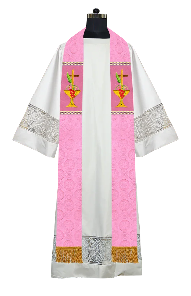 Clergy Stole with Ornate Embroidered Liturgical Motif