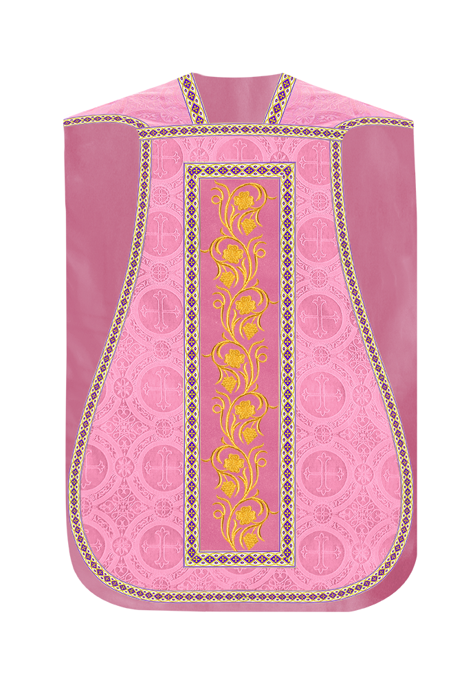 Roman Chasuble Vestment With Grapes Embroidery and Trims