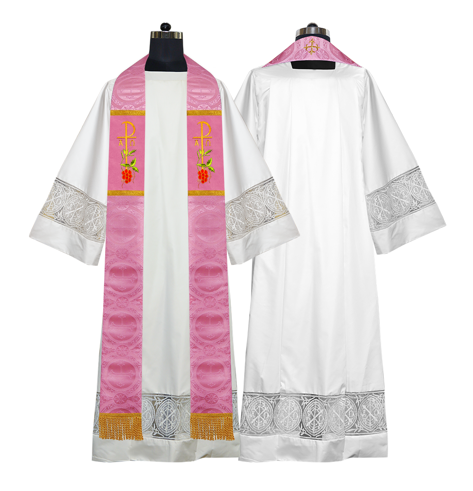 Chi Rho with Grapes Embroidered Clergy Stole