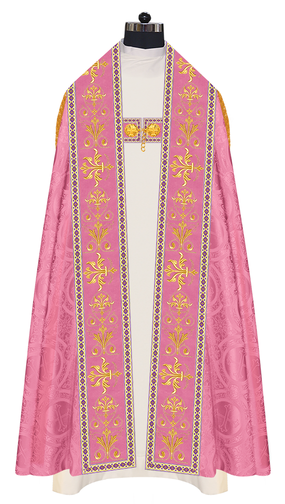 Embroidered Roman Cope Vestment with Braided Trims