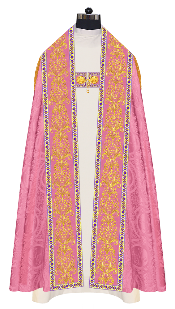 Roman Cope Vestment with Spiritual Motif and Adorned Embroidery