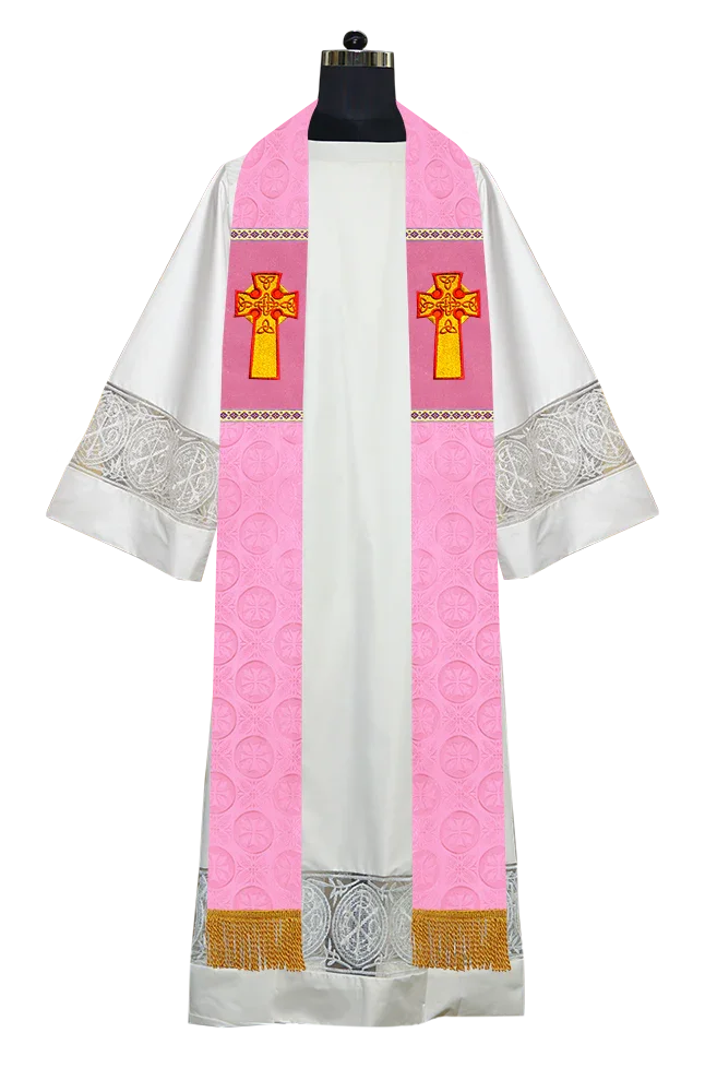 Traditional Minister Stole with Embroidered Cross Motif