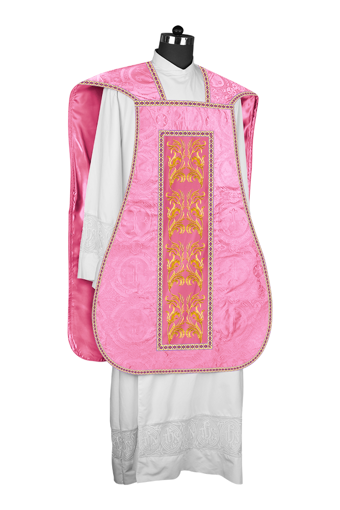 Roman Chasuble Vestment With Woven Braids and Trims