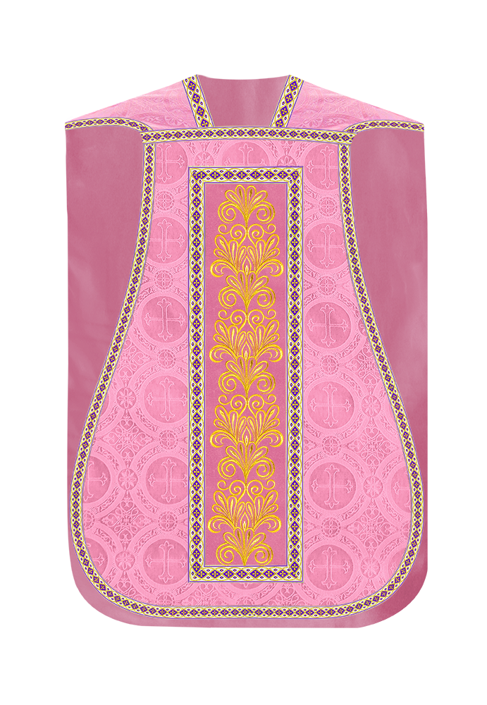 Roman Chasuble Vestment enriched With Coloured Braids and Trims