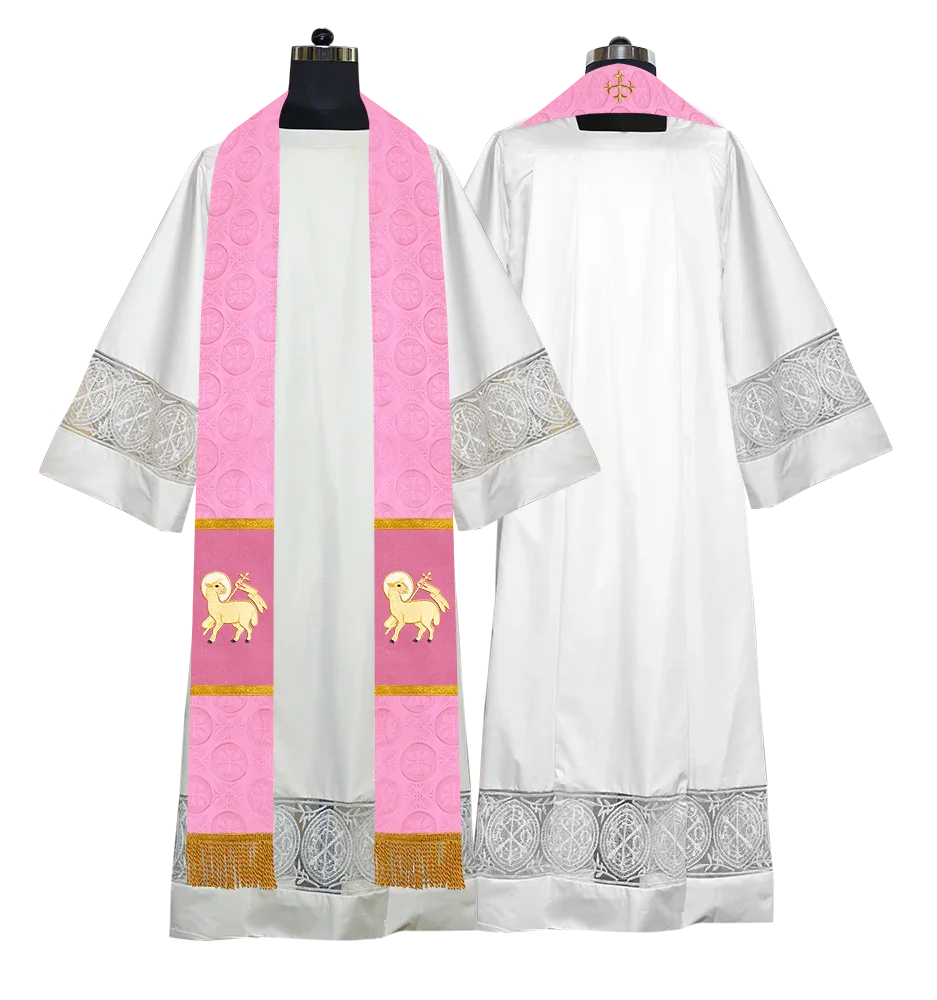 Handmade Pastor Stole with Embroidered Spiritual Motif