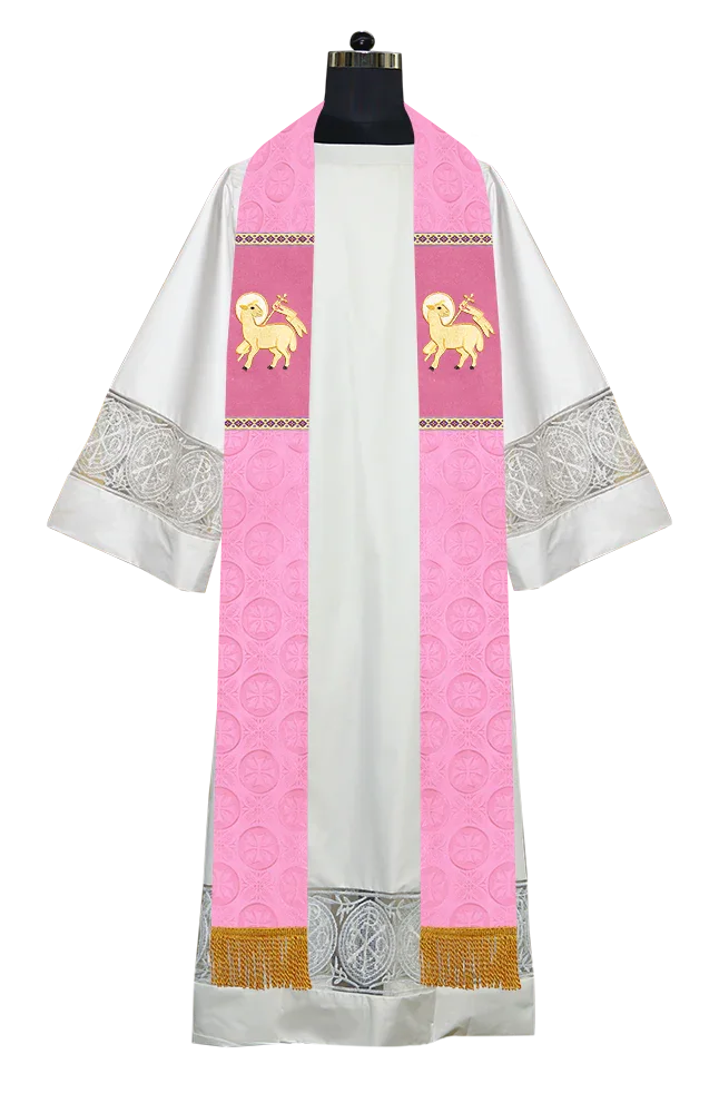 Liturgical Stole Adorned with Spiritual Motif and Trims
