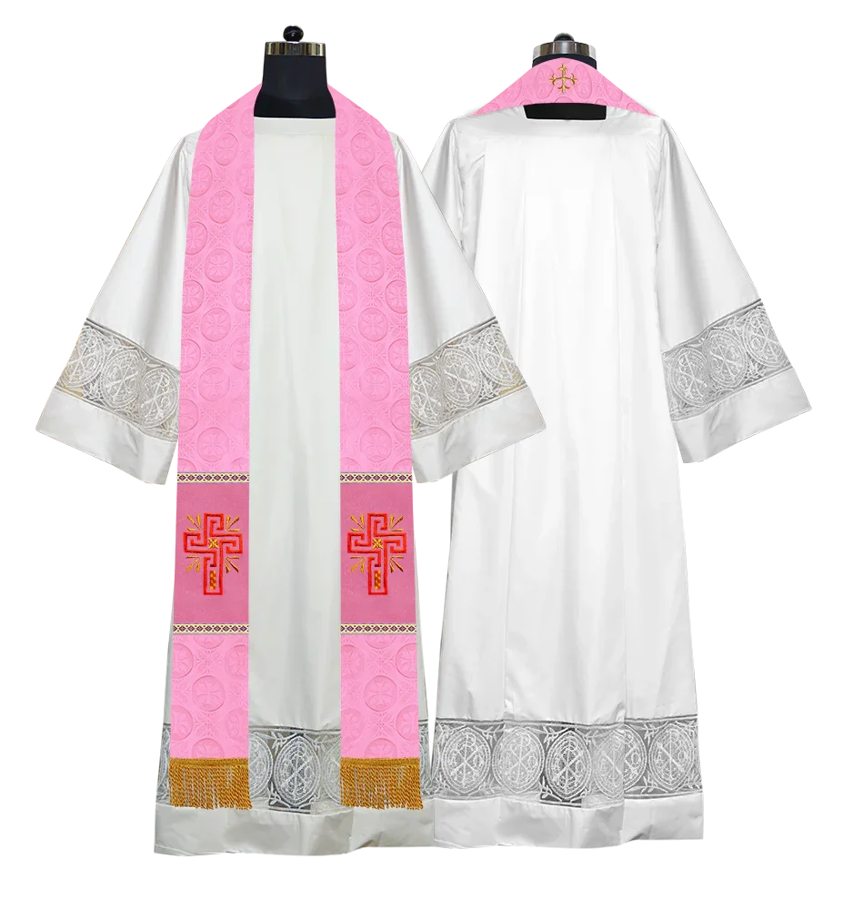 Traditional Minister Stole with Embroidered Cross Motif