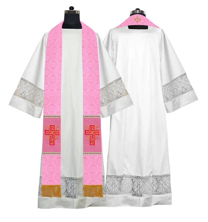 Traditional Minister Stole with Embroidered Cross Motif
