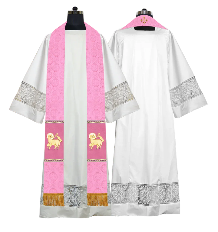 Liturgical Stole Adorned with Spiritual Motif and Trims