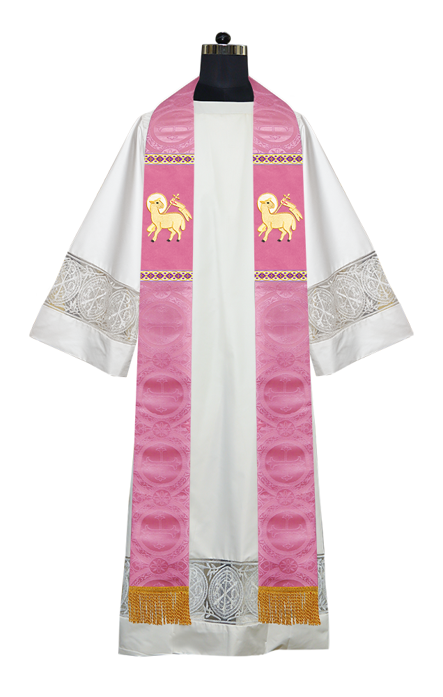 Liturgical Stole with Embroidered Motif and Trims