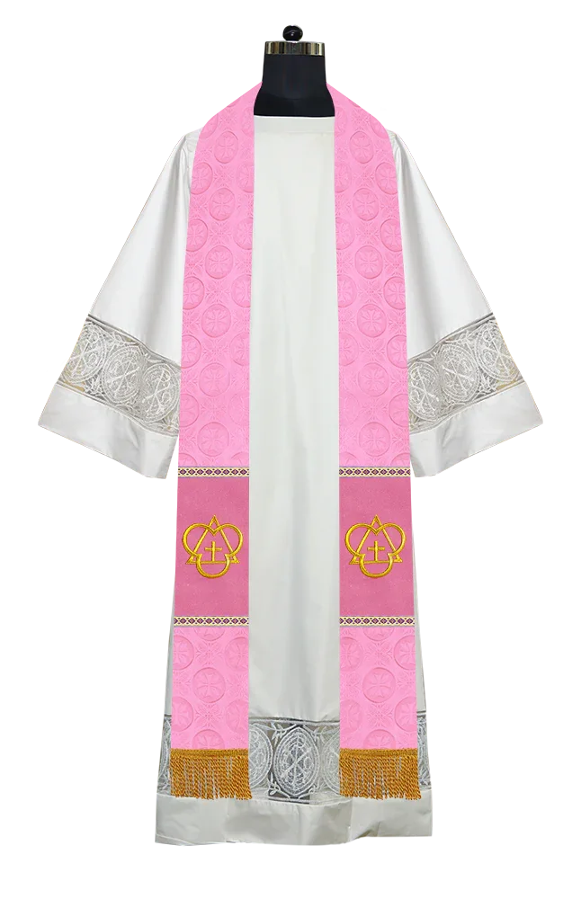 Elegant Gothic Stole with Embroidered Spiritual Motif