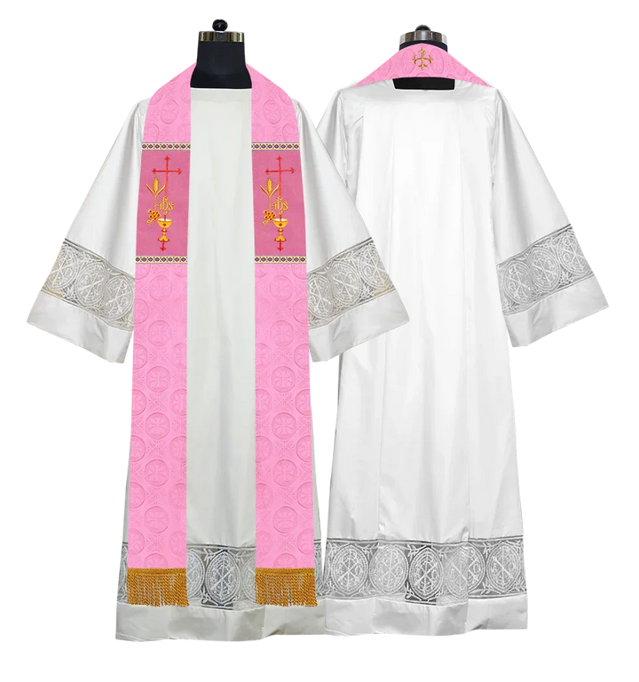 Elegant Gothic Stole with Embroidered Spiritual Motif