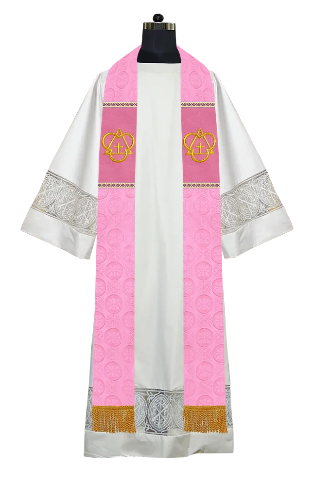 Elegant Gothic Stole with Embroidered Spiritual Motif