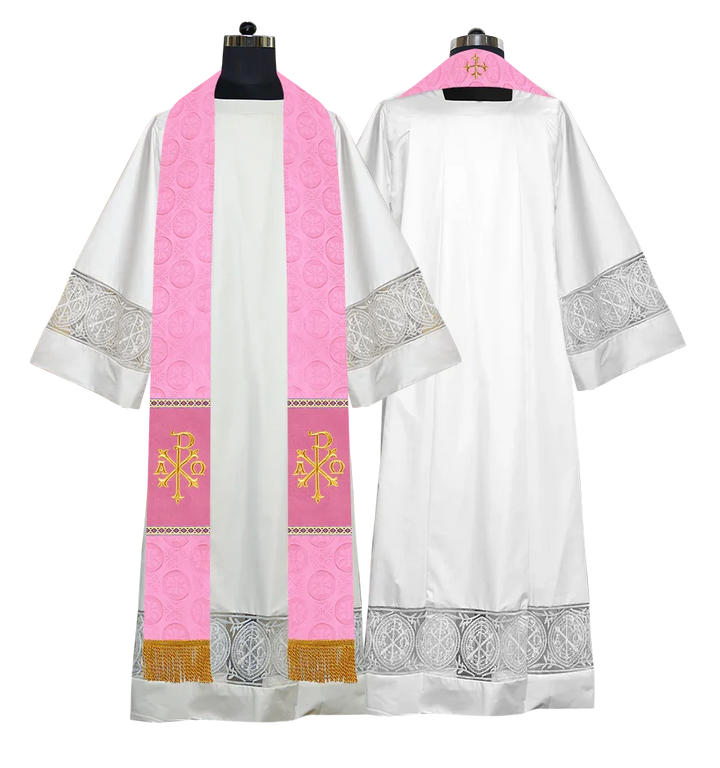 Liturgical Stole Adorned with Spiritual Motif and Trims