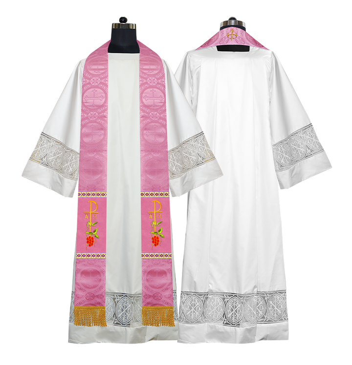 Embroidered Chi Rho with Grapes Clergy Stole