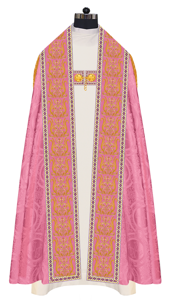 Roman Cope Vestment with Braid Embroidered Orphrey