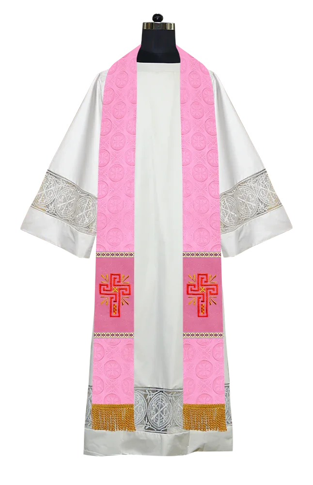 Traditional Minister Stole with Embroidered Cross Motif