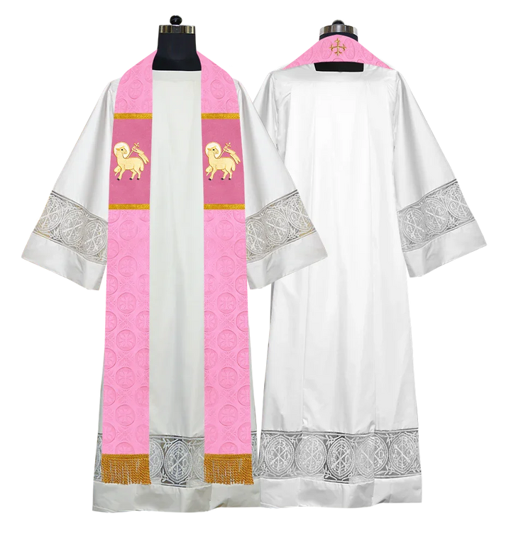 Handmade Pastor Stole with Embroidered Spiritual Motif
