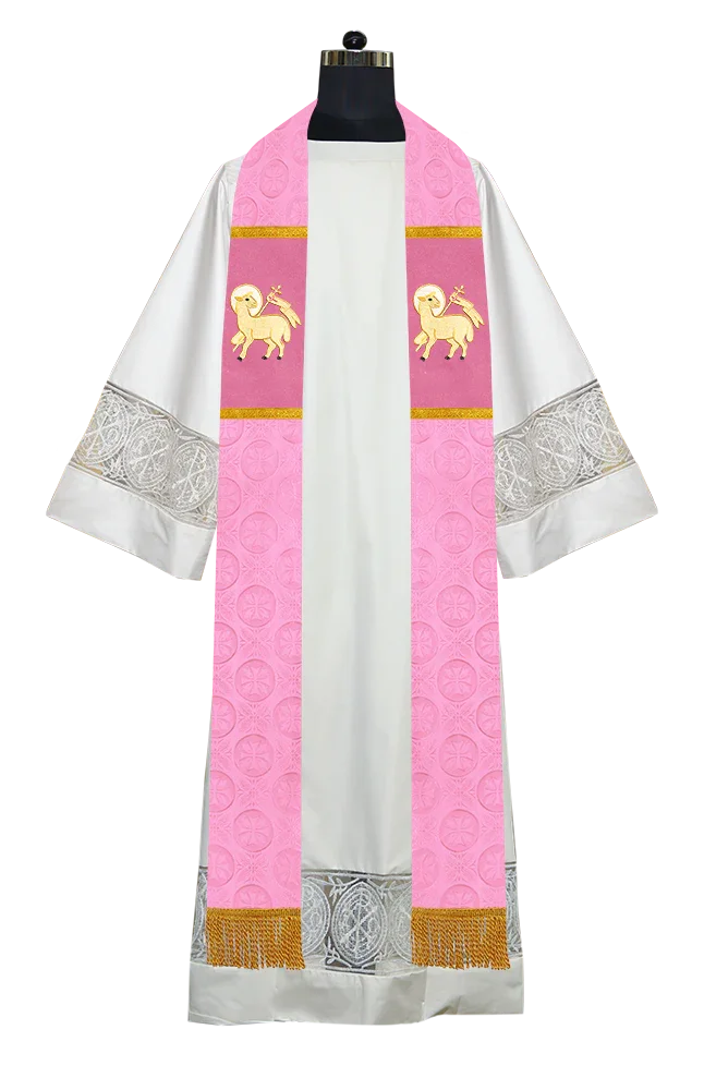 Handmade Pastor Stole with Embroidered Spiritual Motif
