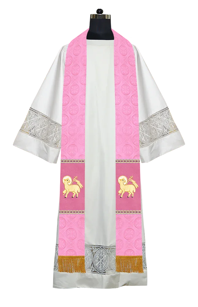 Liturgical Stole Adorned with Spiritual Motif and Trims