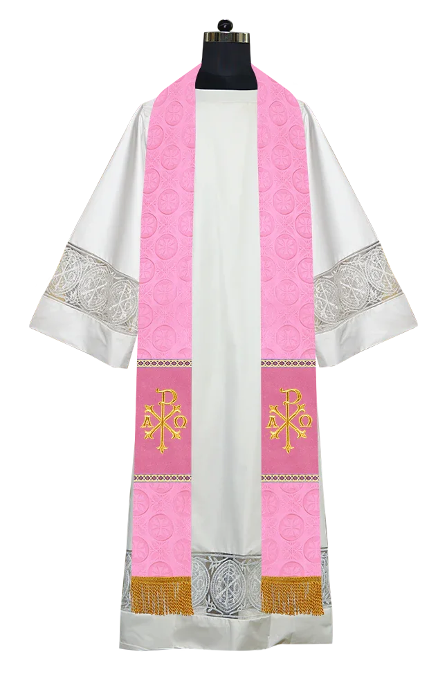 Liturgical Stole Adorned with Spiritual Motif and Trims