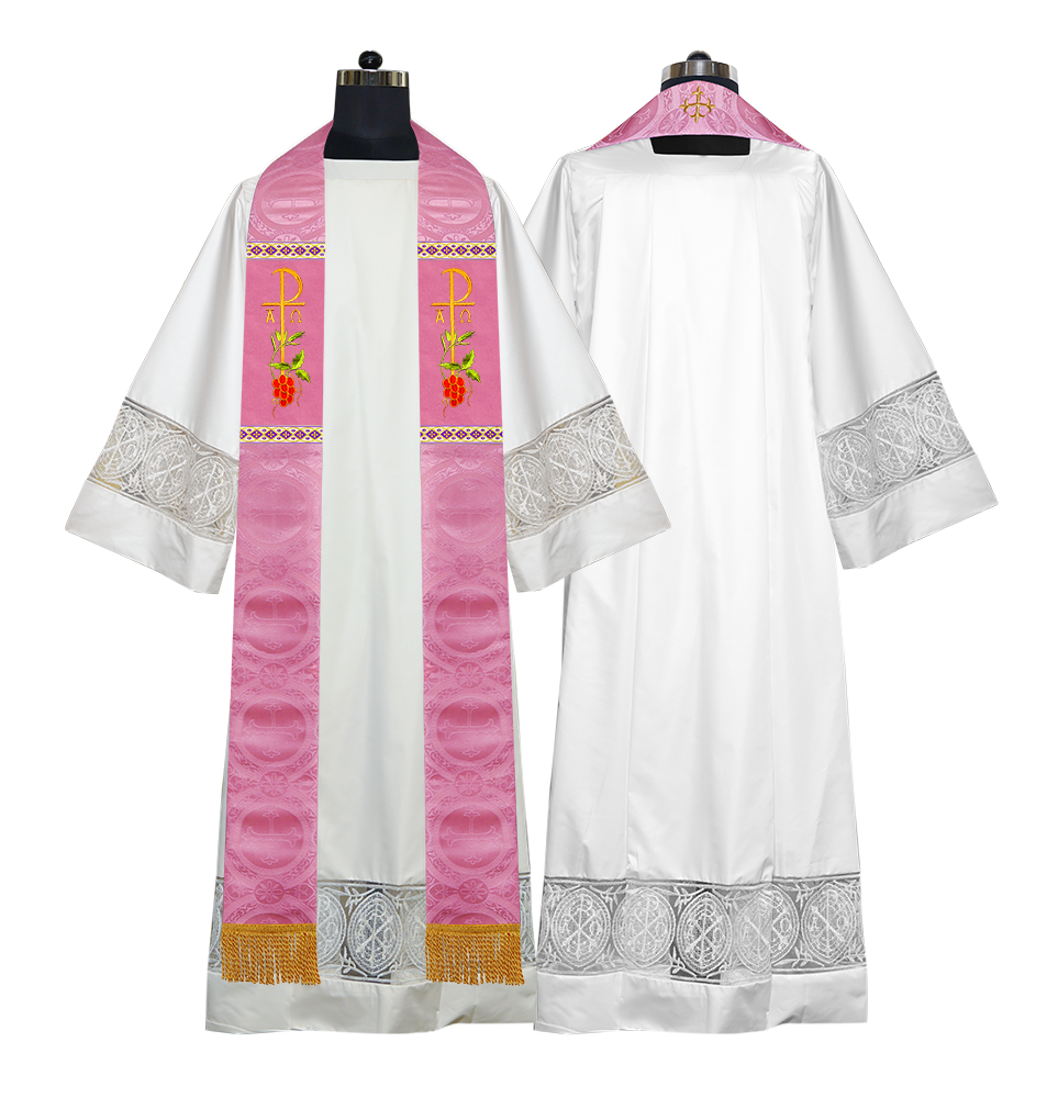 Embroidered Chi Rho with Grapes Clergy Stole