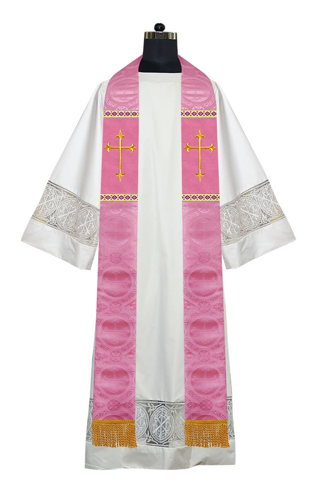 Liturgical Stole with Embroidered Motif and Trims