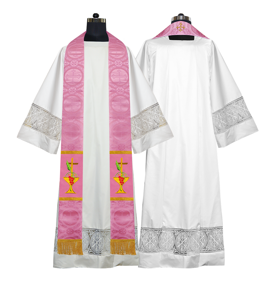 Communion Motif Embroidered Priest Stole