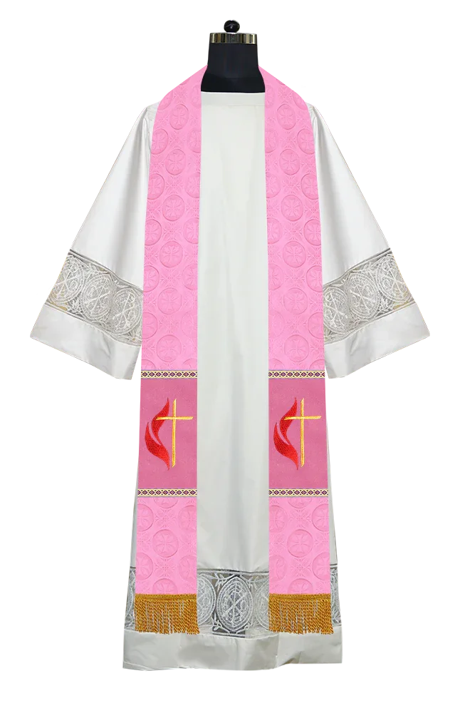 Traditional Minister Stole with Embroidered Cross Motif
