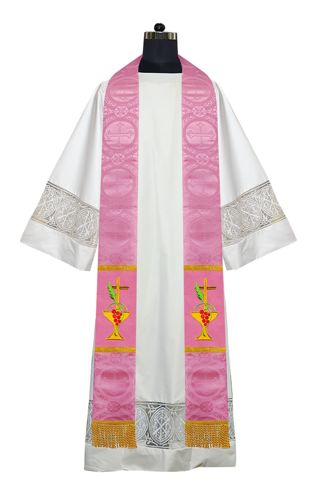 Communion Motif Embroidered Priest Stole