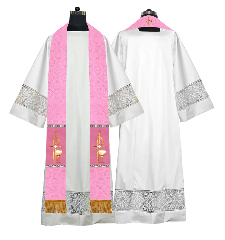 Elegant Gothic Stole with Embroidered Spiritual Motif