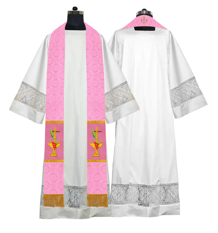 Elegant Clergy Stole with Grapes Embroidery