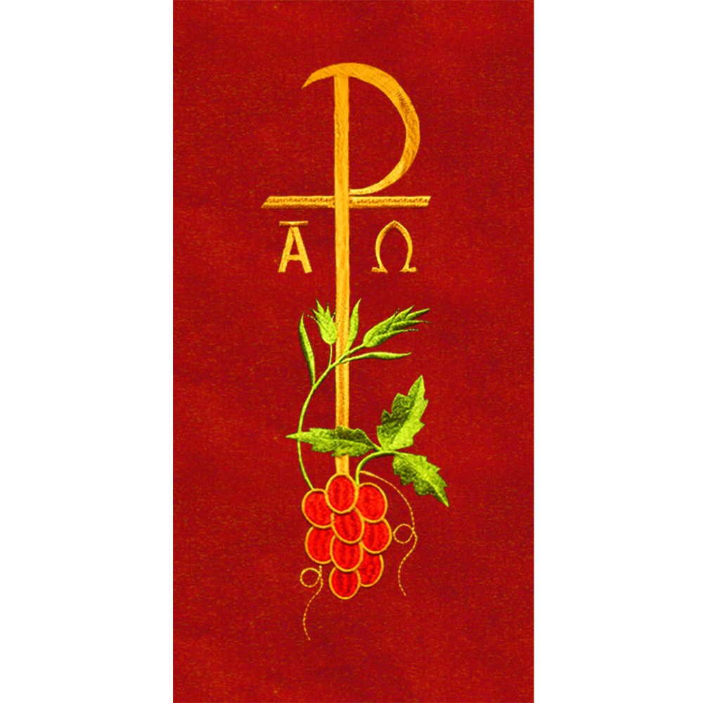 Chi Rho with Grapes Embroidered Deacon Stole