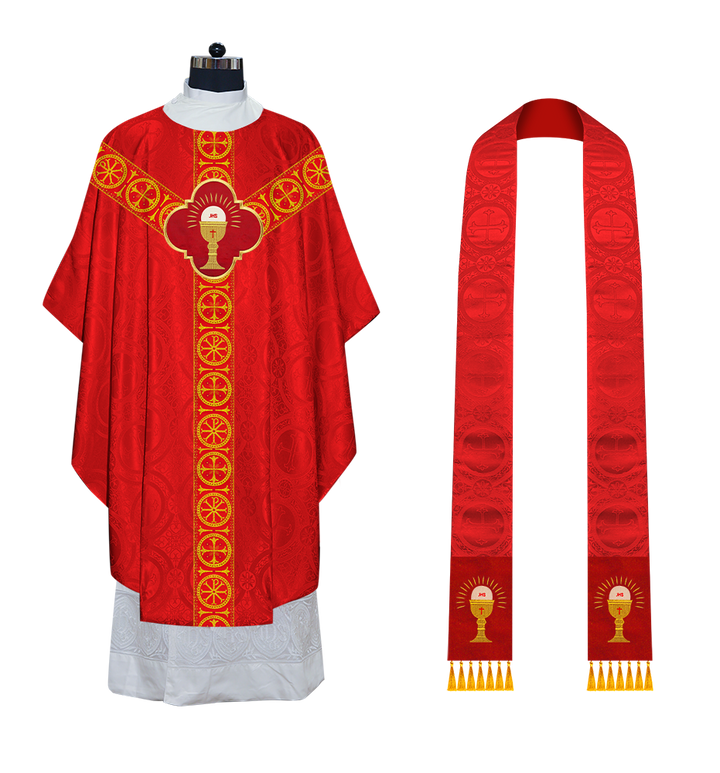 Gothic Chasuble Vestment with Y type braided orphrey