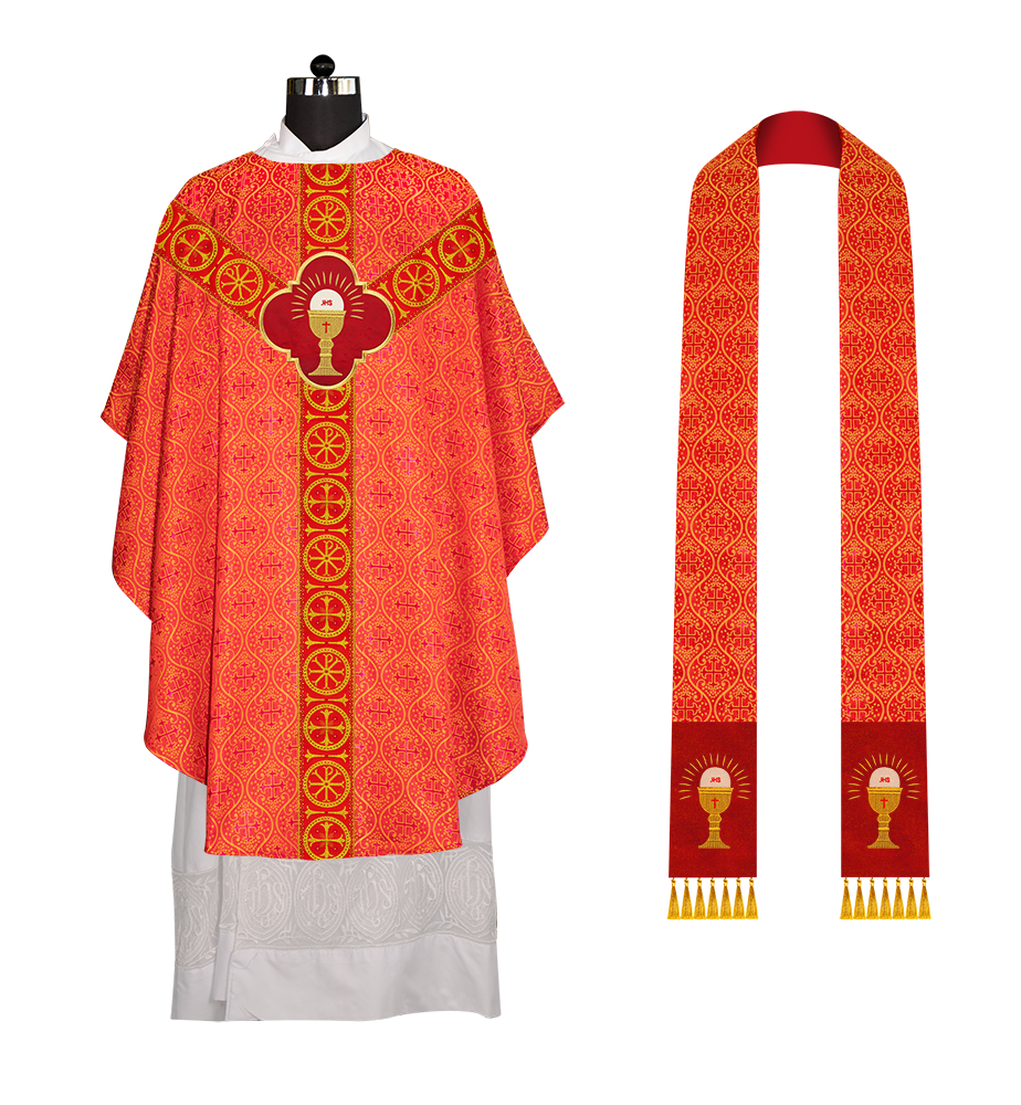 Gothic Chasuble Vestment with Y type braided orphrey