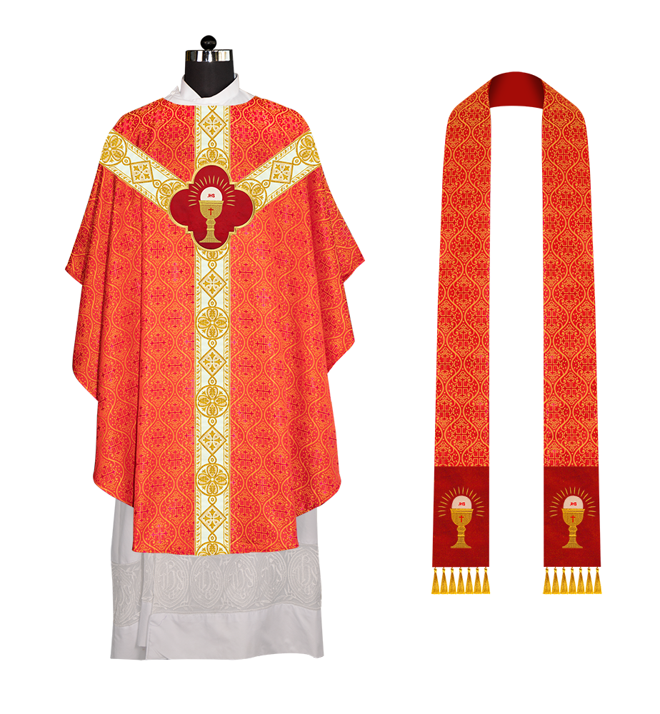 Gothic Chasuble Vestment with Motif and Trims