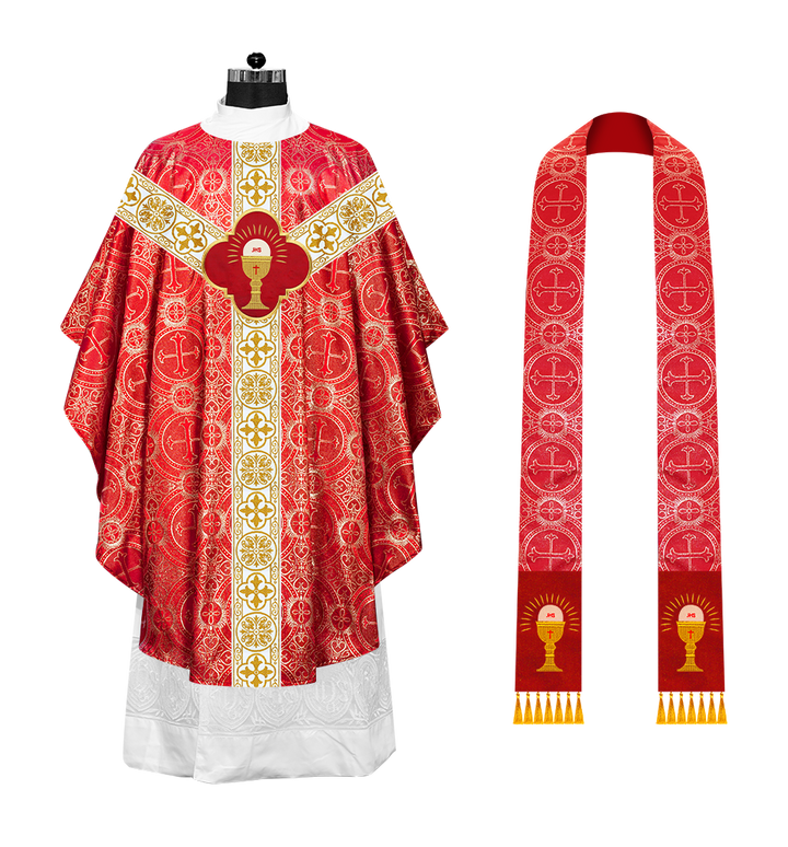 Gothic Chasuble with Embroidered Motif and Orphrey