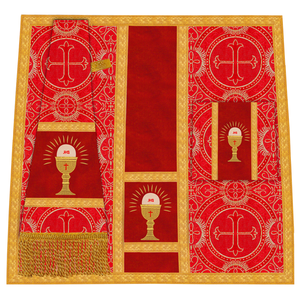 Roman Chasuble Vestment with Spiritual Motif and Ornate Braids