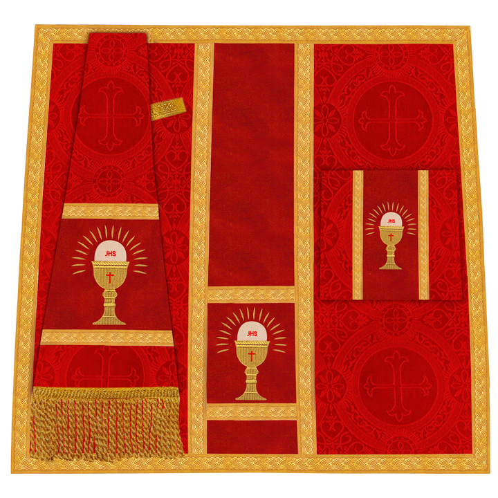 Roman Chasuble Vestment with Spiritual Motif and Ornate Braids