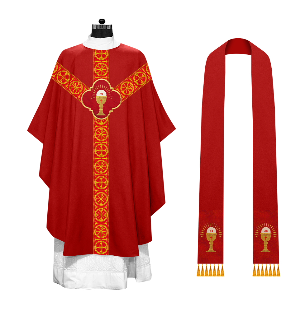 Gothic Chasuble Vestment with Y type braided orphrey