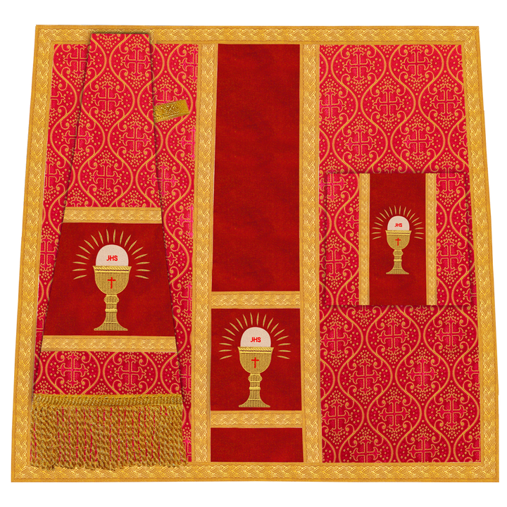 Roman Chasuble Vestment with Spiritual Motif and Ornate Braids