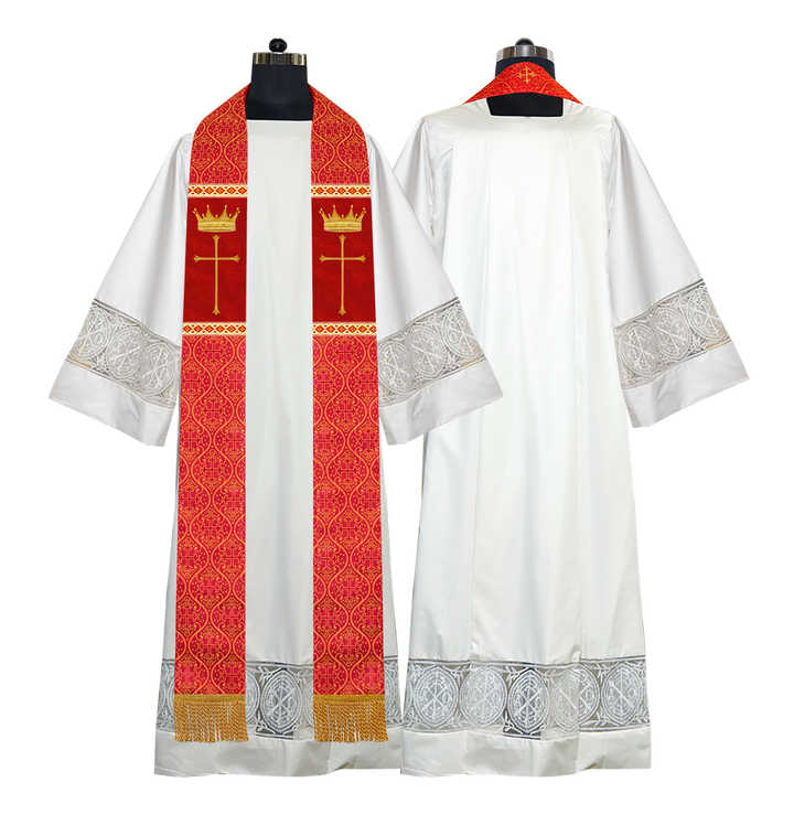 Pastor Clergy Stole with Spiritual Cross and Crown Embroidery