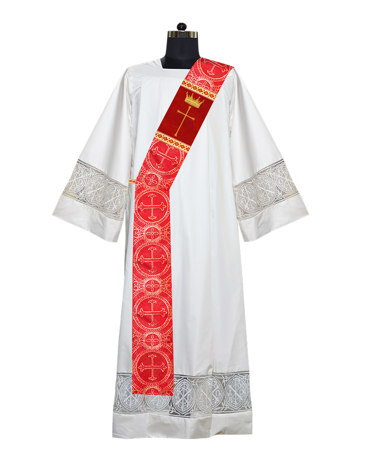 Deacon Stole with Crown and Cross Embroidery