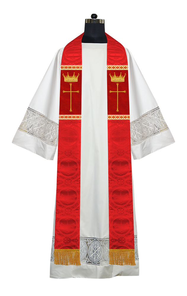 Pastor Clergy Stole with Spiritual Cross and Crown Embroidery