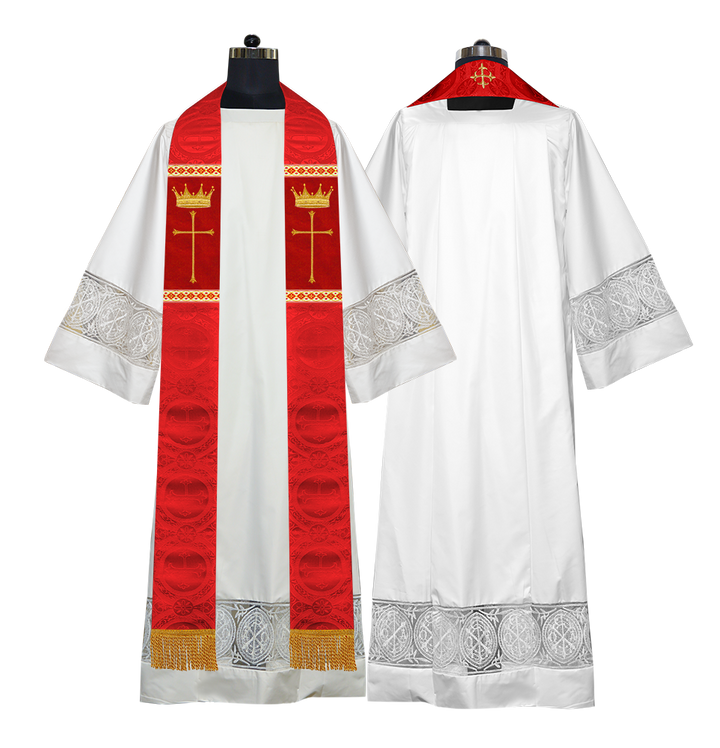 Pastor Clergy Stole with Spiritual Cross and Crown Embroidery