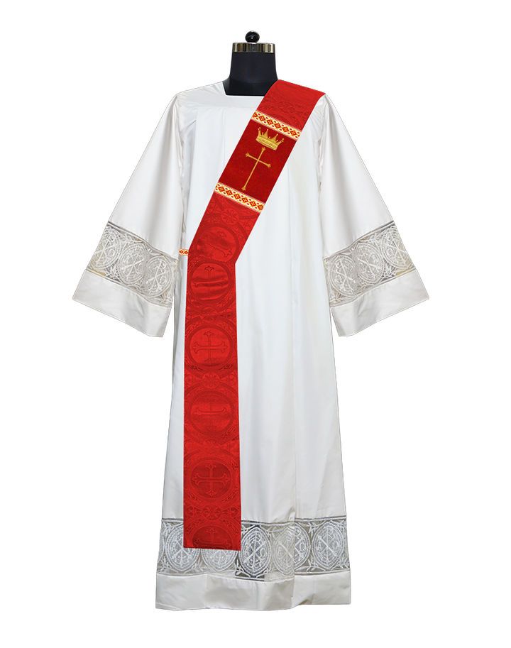 Deacon Stole with Crown and Cross Embroidery