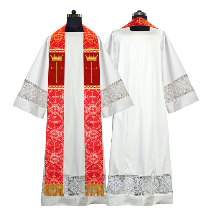 Pastor Clergy Stole with Spiritual Cross and Crown Embroidery