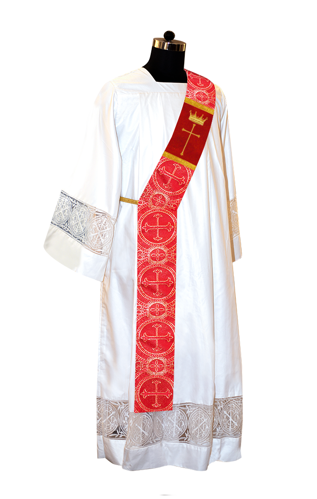 Deacon Stole Decorated with Crown and Cross