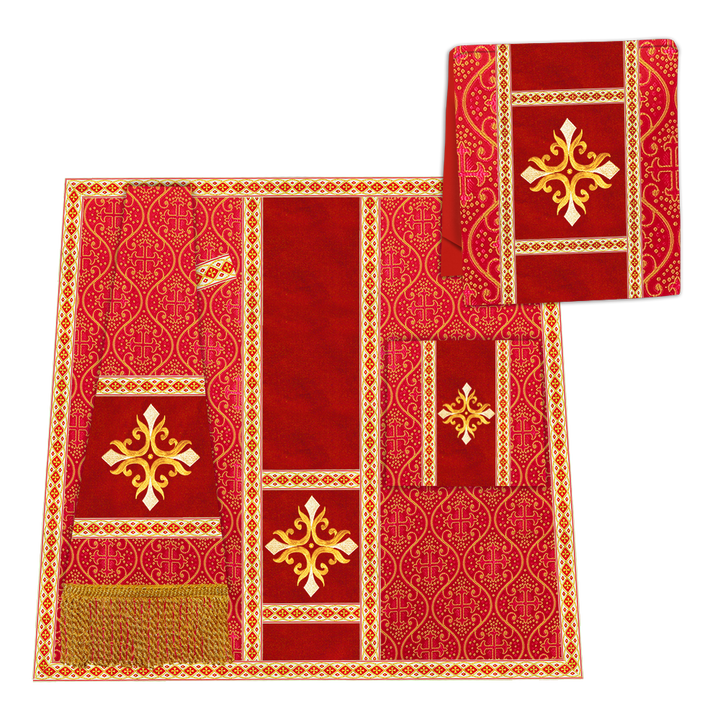 Gothic Chasuble Vestment with Embroidered Cross and Trims