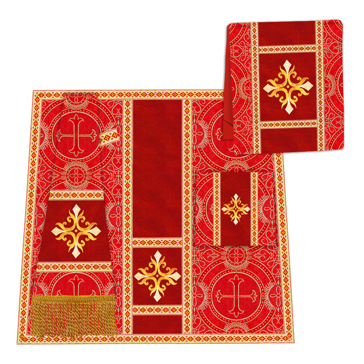 Gothic Chasuble Vestment with Embroidered Cross and Trims